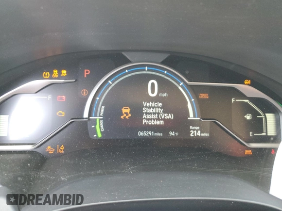 2018 Honda Clarity Plug-In Hybrid Touring with VIN JHMZC5F33JC016429, listed as a Copart auction lot 66938434 with 65,291 mi miles and Salvage Title. Bid and sale history available at carsss.com. Image 9.