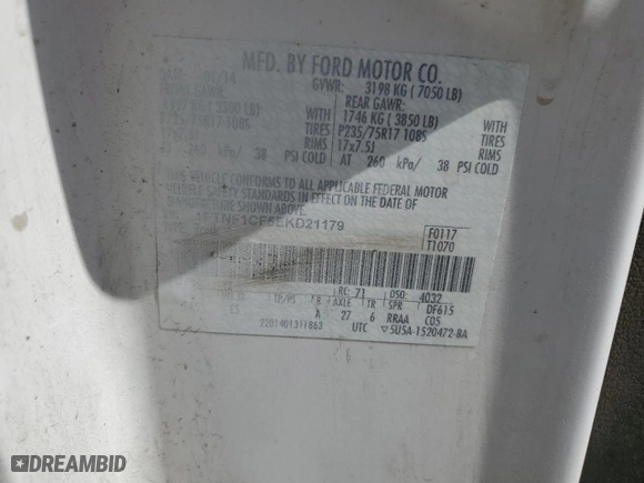 2014 Ford F-150 XL with VIN 1FTNF1CF5EKD21179, listed as a Copart auction lot 48916575 with 150,958 mi miles and Salvage Title. Bid and sale history available at carsss.com. Image 12.
