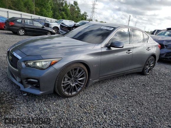 2016 Infiniti Q50 3.0t Red Sport 400 with VIN JN1FV7AP7GM421302, listed as a Copart auction lot 51716195 with 92,137 mi miles and Salvage Title. Bid and sale history available at carsss.com. Image 1.