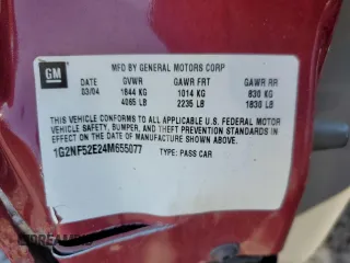 2004 Pontiac Grand Am SE1 with VIN 1G2NF52E24M655077, listed as a Copart auction lot 46259385 with 104,096 mi miles and Salvage Title. Bid and sale history available at carsss.com. Image 14.