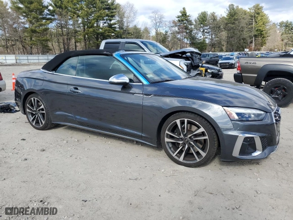2023 Audi S5 Cabriolet Premium Plus with VIN WAUW4GF54PN000605, listed as a Copart auction lot 50257325 with 15,299 mi miles and Salvage Title. Bid and sale history available at carsss.com. Image 4.