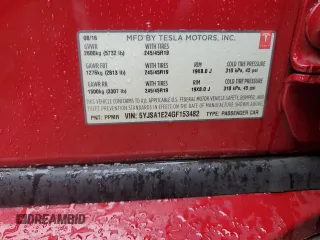 2016 Tesla Model S 90D with VIN 5YJSA1E24GF153482, listed as a Copart auction lot 52727105 with 91,396 mi miles and Salvage Title. Bid and sale history available at DreamBid. Image 12.