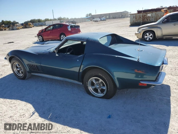 1972 Chevrolet Corvette with VIN 1Z37K2S513355, listed as a Copart auction lot 82448774 with 18,628 mi miles and Salvage title. Bid and sale history available at DreamBid. Image 2.