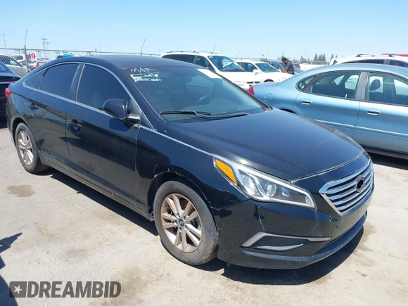 2016 Hyundai Sonata SE with VIN 5NPE24AF5GH359190, listed as a IAAI auction lot 39367783 with 86,841 mi miles and . Bid and sale history available at DreamBid. Image 1.