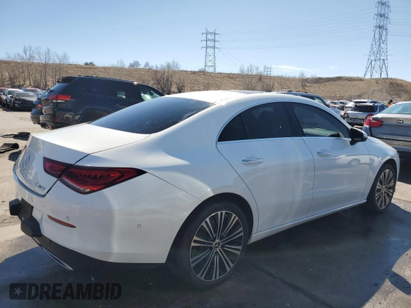 2021 Mercedes-Benz CLA with VIN W1K5J4HBXMN223046, listed as a Copart auction lot 47775415 with 30,477 mi miles and Salvage Title. Bid and sale history available at carsss.com. Image 3.