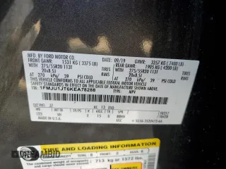 2019 Ford Expedition XLT z VIN 1FMJU1JT6KEA78288, wystawiony jako Copart lot #58875085 z przebiegiem Nie podano mil oraz Szkoda całkowita • Salvage title. Historia ofert i sprzedaży dostępna na DreamBid. Obrazek 13.