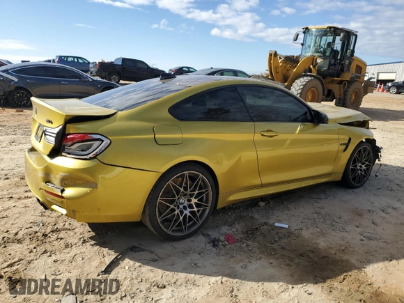 2018 BMW M4 with VIN WBS4Y9C58JAC88055, listed as a Copart auction lot 46176255 with 0 mi miles and Salvage Title. Bid and sale history available at carsss.com. Image 3.