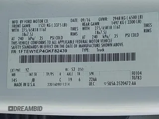 2016 Ford F-150 XLT с VIN 1FTEW1EP4GKF82439, выставлен на аукционе IAAI как лот 42390304 с пробегом 72 427 миль миль и . История ставок и продаж доступна на DreamBid. Изображение 9.