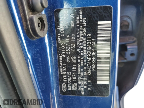 2016 Hyundai Accent SE with VIN KMHCT4AE9GU943119, listed as a Copart auction lot 75144173 with 156,525 mi miles and . Bid and sale history available at DreamBid. Image 13.