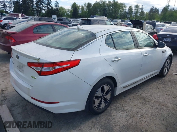 2012 Kia Optima Hybrid with VIN KNAGM4AD9C5011658, listed as a IAAI auction lot 42197129 with 142,977 mi miles. Bid and sale history available at carsss.com. Image 4.
