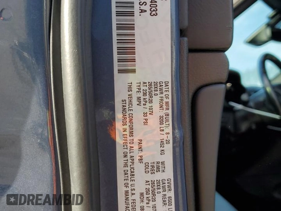 2020 Jeep Grand Cherokee Overland with VIN 1C4RJFCG8LC414033, listed as a Copart auction lot 87403024 with 55,111 mi miles and Salvage Title. Bid and sale history available at carsss.com. Image 14.