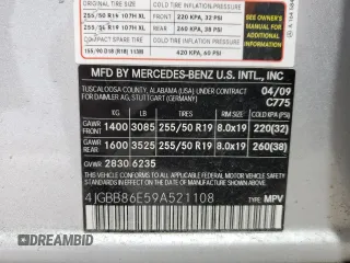 2009 Mercedes-Benz M 350 with VIN 4JGBB86E59A521108, listed as a Copart auction lot 55895495 with 126,829 mi miles and Clean Title. Bid and sale history available at DreamBid. Image 13.