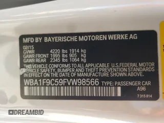 2015 BMW 2 Series 228i with VIN WBA1F9C59FVW98566, listed as a Copart auction lot 69021253 with 0 mi miles. Bid and sale history available at carsss.com. Image 14.