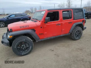 2022 Jeep Wrangler Unlimited Willys with VIN 1C4HJXDN7NW217581, listed as a Copart auction lot 53774355 with 51,126 mi miles and Clean title. Bid and sale history available at DreamBid. Image 1.