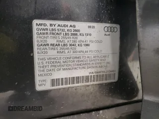 2020 Audi SQ5 Premium Plus with VIN WA1B4AFY4L2124453, listed as a Copart auction lot 38367533 with 0 mi miles. Bid and sale history available at carsss.com. Image 14.