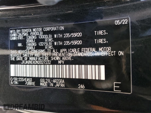 2022 Lexus RX with VIN JTJHZKEA2N2027232, listed as a Copart auction lot 42643925 with 42,593 mi miles and Salvage Title. Bid and sale history available at carsss.com. Image 14.