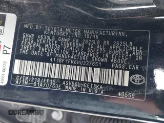 2017 Toyota Camry XLE with VIN 4T1BF1FK6HU337651, listed as a IAAI auction lot 41628362 with 155,860 mi miles. Bid and sale history available at carsss.com. Image 9.