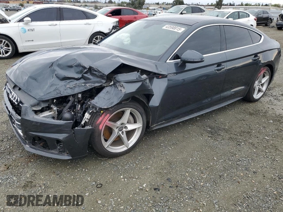 2018 Audi A5 Sportback Premium with VIN WAUDNCF51JA046873, listed as a Copart auction lot 43598815 with 43,297 mi miles and Salvage Title. Bid and sale history available at carsss.com. Image 1.