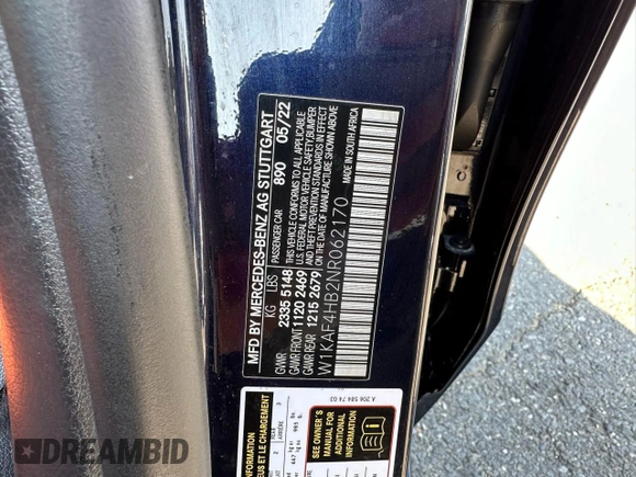 2022 Mercedes-Benz C 300 z VIN W1KAF4HB2NR062170, wystawiony jako Copart lot #66495485 z przebiegiem 58 230 mil mil oraz Czysty tytuł • Clean title. Historia ofert i sprzedaży dostępna na DreamBid. Obrazek 10.