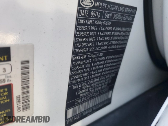 2016 Land Rover Range Rover Sport SE with VIN SALWG2PF4GA115600, listed as a Copart auction lot 47287975 with 111,652 mi miles and Clean title. Bid and sale history available at DreamBid. Image 13.
