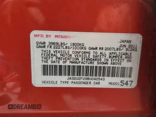 2011 Mitsubishi Lancer ES with VIN JA32U2FU9BU040543, listed as a Copart auction lot 55627275 with 126,853 mi miles and Salvage Title. Bid and sale history available at DreamBid. Image 12.