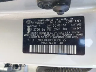 2014 Hyundai Equus Signature with VIN KMHGH4JH6EU080127, listed as a IAAI auction lot 41988215 with 94,349 mi miles and . Bid and sale history available at DreamBid. Image 9.