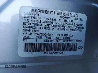 2019 Infiniti Q50 RED SPORT 400 with VIN JN1FV7AP0KM760167, listed as a Copart auction lot 45568675 with 0 mi miles and Salvage Title. Bid and sale history available at carsss.com. Image 13.