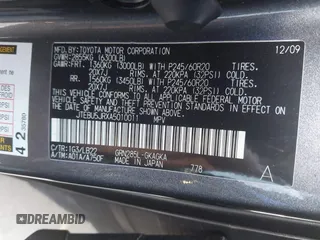 2010 Toyota 4Runner Trail with VIN JTEBU5JRXA5010011, listed as a IAAI auction lot 41264665 with 115,731 mi miles and . Bid and sale history available at DreamBid. Image 9.