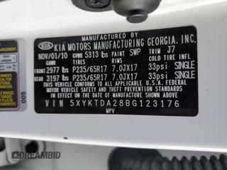 2011 Kia Sorento LX with VIN 5XYKTDA28BG123176, listed as a Copart auction lot 53681135 with 176,725 mi miles and Clean Title. Bid and sale history available at carsss.com. Image 13.