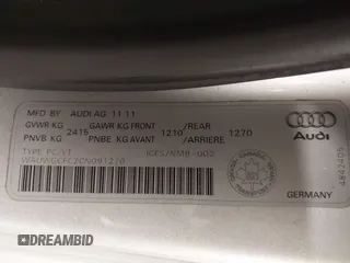 2012 Audi A7 z VIN WAUWGCFC2CN091270, wystawiony jako IAAI lot #41261927 z przebiegiem 109 756 mil mil oraz . Historia ofert i sprzedaży dostępna na DreamBid. Obrazek 9.