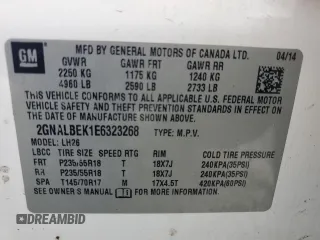 2014 Chevrolet Equinox LT with VIN 2GNALBEK1E6323268, listed as a Copart auction lot 55474245 with 173,280 mi miles and Clean Title. Bid and sale history available at DreamBid. Image 14.