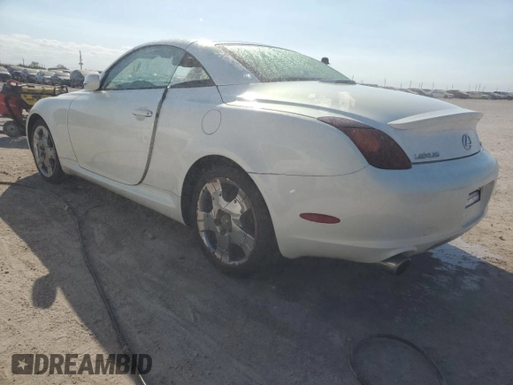 2005 Lexus SC 430 z VIN JTHFN48Y150070786, wystawiony jako Copart lot #81339904 z przebiegiem Nie podano mil oraz Szkoda całkowita • Salvage title. Historia ofert i sprzedaży dostępna na DreamBid. Obrazek 2.