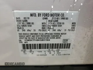 2019 Ford Explorer Limited z VIN 1FM5K7FH8KGB51504, wystawiony jako Copart lot #55773485 z przebiegiem 89 165 mil mil oraz Szkoda całkowita • Salvage title. Historia ofert i sprzedaży dostępna na DreamBid. Obrazek 14.