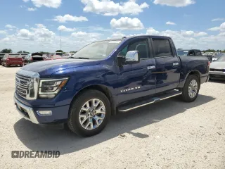 2020 Nissan Titan Platinum Reserve with VIN 1N6AA1EF7LN505610, listed as a Copart auction lot 66537654 with 53,471 mi miles and Salvage title. Bid and sale history available at DreamBid. Image 1.