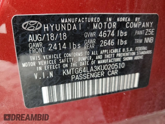 2019 Genesis G70 2.0T Advanced with VIN KMTG64LA3KU020510, listed as a Copart auction lot 76745374 with 52,921 mi miles and Non Repairable. Bid and sale history available at carsss.com. Image 12.
