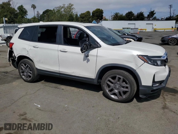 2022 Honda Passport EX-L with VIN 5FNYF7H57NB005568, listed as a Copart auction lot 54406795 with 25,681 mi miles and Salvage title. Bid and sale history available at DreamBid. Image 4.