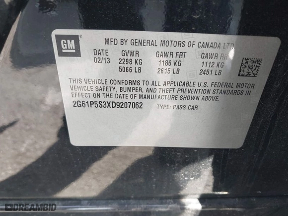 2013 Cadillac XTS Luxury with VIN 2G61P5S3XD9207062, listed as a IAAI auction lot 41613845 with 108,472 mi miles. Bid and sale history available at carsss.com. Image 9.