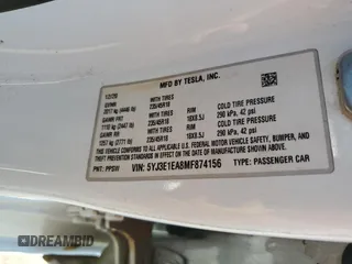 2021 Tesla Model 3 Standard Range Plus with VIN 5YJ3E1EA8MF874156, listed as a Copart auction lot 46323505 with Not Provided miles and Salvage Title. Bid and sale history available at DreamBid. Image 12.