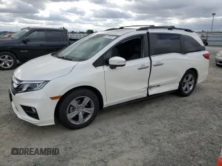 2019 Honda Odyssey EX-L z VIN 5FNRL6H71KB009071, wystawiony jako Copart lot #53756305 z przebiegiem Nie podano mil oraz Szkoda całkowita • Salvage title. Historia ofert i sprzedaży dostępna na DreamBid. Obrazek 1.