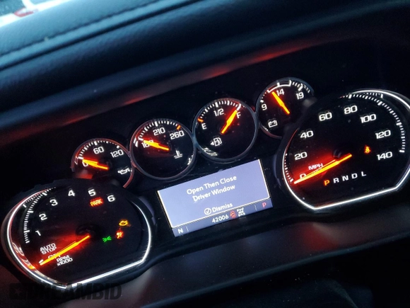 2021 Chevrolet Silverado 1500 LTZ with VIN 1GCUYGED2MZ266443, listed as a Copart auction lot 45681295 with 42,006 mi miles and Salvage Title. Bid and sale history available at DreamBid. Image 9.