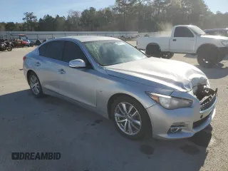 2014 Infiniti Q50 Premium with VIN JN1BV7AP8EM689674, listed as a Copart auction lot 49543755 with 158,499 mi miles and Salvage Title. Bid and sale history available at carsss.com. Image 4.