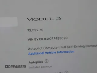 2023 Tesla Model 3 с VIN 5YJ3E1EA0PF483099, выставлен на аукционе IAAI как лот 42545197 с пробегом 72 592 миль миль и . История ставок и продаж доступна на DreamBid. Изображение 15.