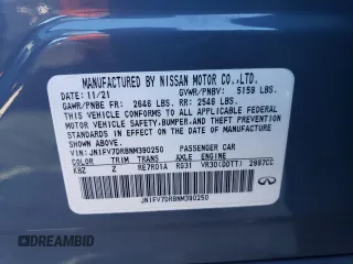 2022 Infiniti Q50 Red Sport 400 with VIN JN1FV7DR8NM390250, listed as a Copart auction lot 87685715 with 66,553 mi miles and Salvage title. Bid and sale history available at DreamBid. Image 12.