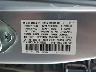 2013 Acura TSX with VIN JH4CU2F42DC003055, listed as a Copart auction lot 51117805 with 200,722 mi miles and Salvage title. Bid and sale history available at DreamBid. Image 12.