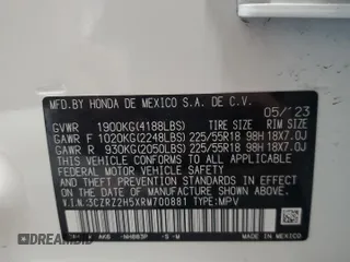 2024 Honda HR-V Sport z VIN 3CZRZ2H5XRM700881, wystawiony jako Copart lot #56660025 z przebiegiem 11 803 mil mil oraz Szkoda całkowita • Salvage title. Historia ofert i sprzedaży dostępna na DreamBid. Obrazek 13.