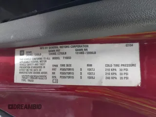2005 Chevrolet Colorado LS Z71 with VIN 1GCDT196258122275, listed as a IAAI auction lot 42241504 with 125,998 mi miles and . Bid and sale history available at DreamBid. Image 9.