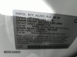 2023 Audi Q3 S line Premium with VIN WA1DECF31P1152759, listed as a IAAI auction lot 37326985 with 11 mi miles and . Bid and sale history available at DreamBid. Image 9.