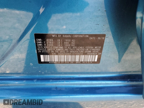 2018 Subaru Impreza with VIN 4S3GTAA64J3750614, listed as a Copart auction lot 71300392 with 0 mi miles. Bid and sale history available at carsss.com. Image 14.