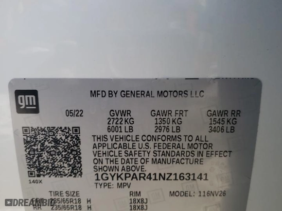 2022 Cadillac XT6 Luxury with VIN 1GYKPAR41NZ163141, listed as a Copart auction lot 59064293 with 10,128 mi miles. Bid and sale history available at carsss.com. Image 14.