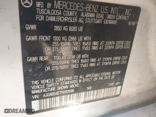 2000 Mercedes-Benz M-Class with VIN 4JGAB54E7YA151596, listed as a IAAI auction lot 40998156 with 216,873 mi miles. Bid and sale history available at carsss.com. Image 9.